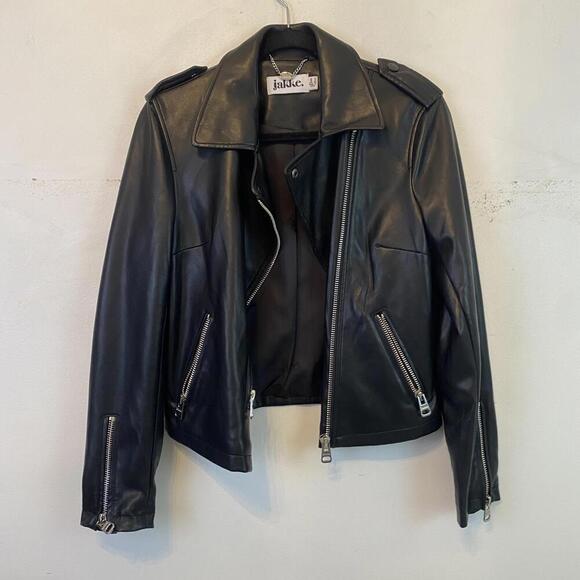 JAKKE black vegan leather Moto jacket - Picture 3 of 8